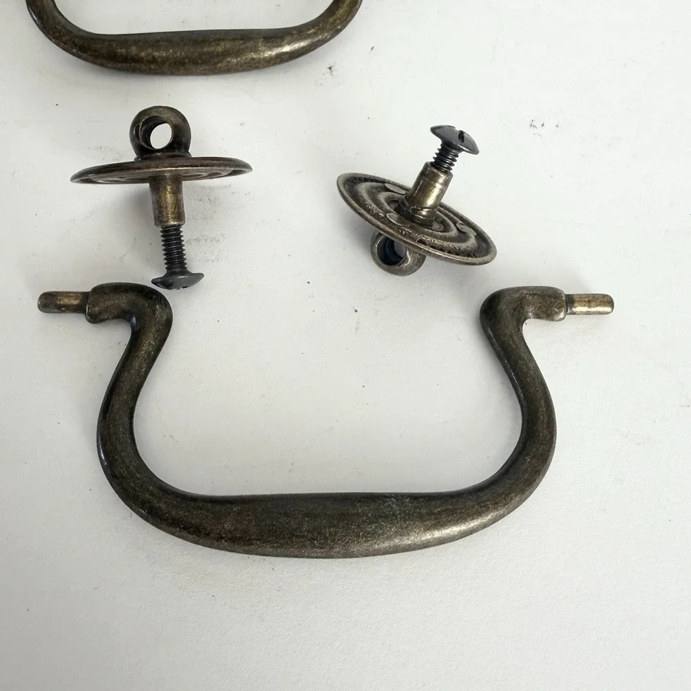 16 Antique Brass Tone Bail Drawer Pulls Handles Steampunk Vintage Style Hardware